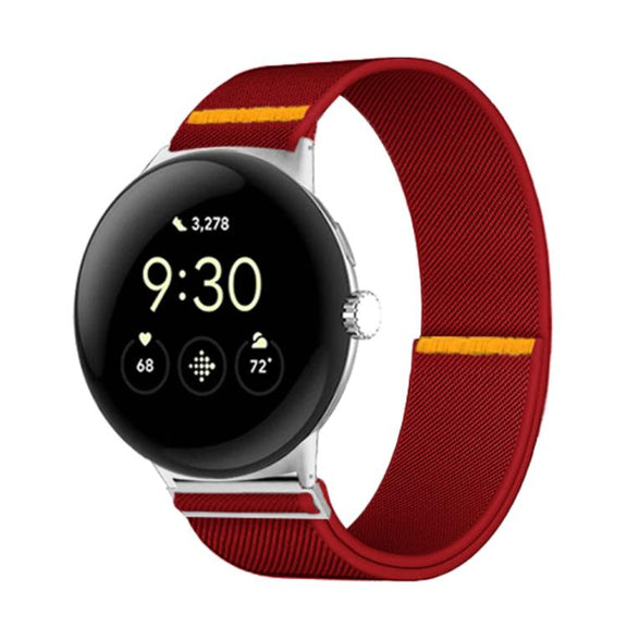 For Google Pixel Watch 3 45mm Adjustable Single Loop Elastic Nylon Watch Band(Red)