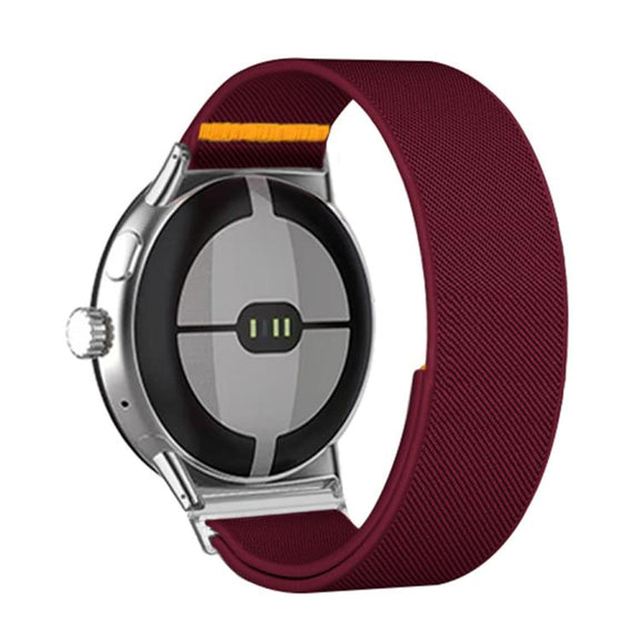 For Google Pixel Watch 3 45mm Adjustable Single Loop Elastic Nylon Watch Band(Wine Red)