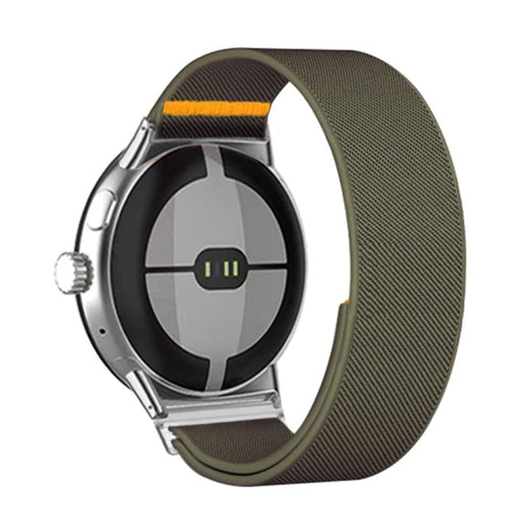 For Google Pixel Watch 3 45mm Adjustable Single Loop Elastic Nylon Watch Band(Army Green)