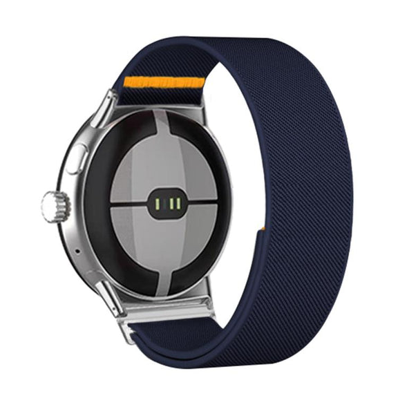 For Google Pixel Watch 3 45mm Adjustable Single Loop Elastic Nylon Watch Band(Dark Blue)