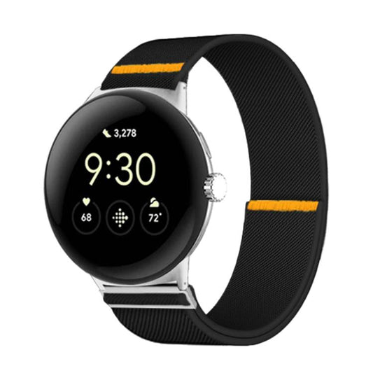 For Google Pixel Watch 3 45mm Adjustable Single Loop Elastic Nylon Watch Band(Black) - free shipping - PMC Jewellery - Order now!