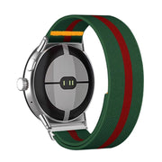 For Google Pixel Watch 3 45mm Adjustable Single Loop Elastic Nylon Watch Band(Green Red)