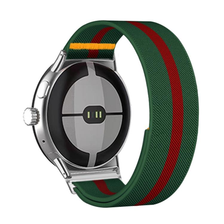 For Google Pixel Watch 3 45mm Adjustable Single Loop Elastic Nylon Watch Band(Green Red)