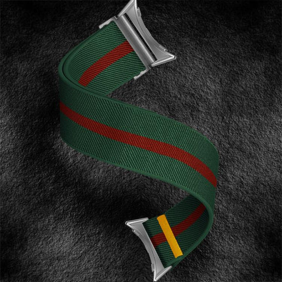 For Google Pixel Watch 3 45mm Adjustable Single Loop Elastic Nylon Watch Band(Green Red)