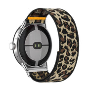 For Google Pixel Watch 3 45mm Adjustable Single Loop Elastic Nylon Watch Band(Leopard Print)