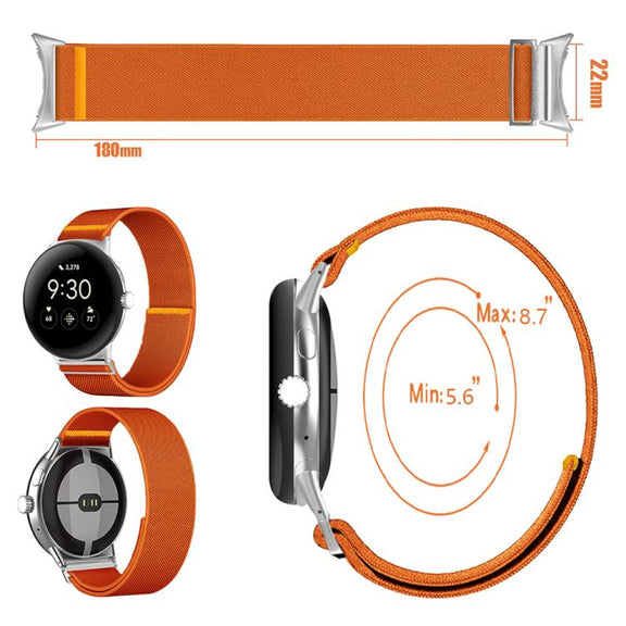 For Google Pixel Watch 3 45mm Adjustable Single Loop Elastic Nylon Watch Band(Milk Tea)