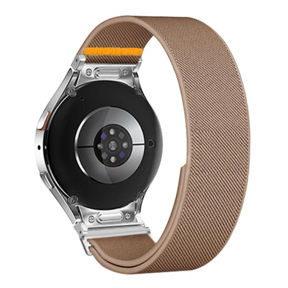 For Samsung Galaxy Watch FE / 7 / 6 / 5 / 4 Adjustable Single Loop Elastic Nylon Watch Band(Milk Tea)