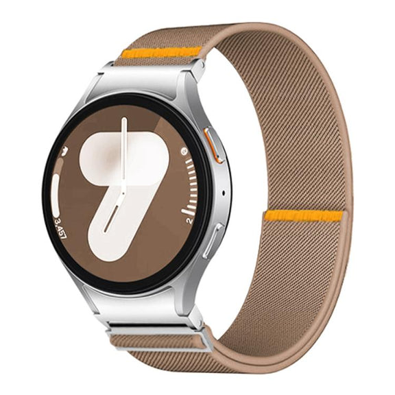 For Samsung Galaxy Watch FE / 7 / 6 / 5 / 4 Adjustable Single Loop Elastic Nylon Watch Band(Milk Tea)