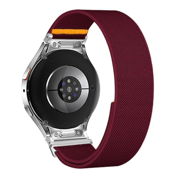 For Samsung Galaxy Watch FE / 7 / 6 / 5 / 4 Adjustable Single Loop Elastic Nylon Watch Band(Wine Red)