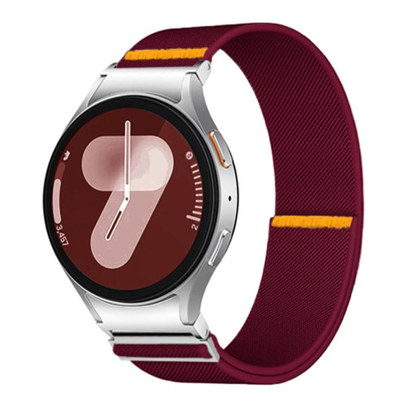 For Samsung Galaxy Watch FE / 7 / 6 / 5 / 4 Adjustable Single Loop Elastic Nylon Watch Band(Wine Red)