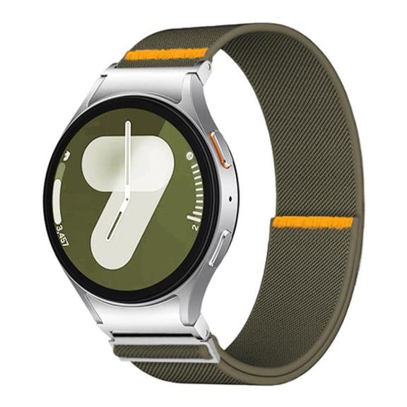 For Samsung Galaxy Watch FE / 7 / 6 / 5 / 4 Adjustable Single Loop Elastic Nylon Watch Band(Army Green)