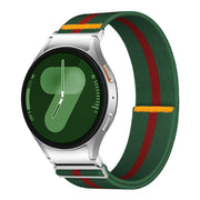 For Samsung Galaxy Watch FE / 7 / 6 / 5 / 4 Adjustable Single Loop Elastic Nylon Watch Band(Green Red)