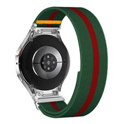For Samsung Galaxy Watch FE / 7 / 6 / 5 / 4 Adjustable Single Loop Elastic Nylon Watch Band(Green Red)