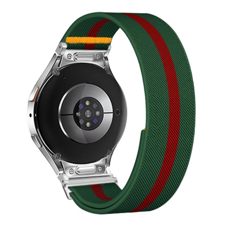 For Samsung Galaxy Watch FE / 7 / 6 / 5 / 4 Adjustable Single Loop Elastic Nylon Watch Band(Green Red)