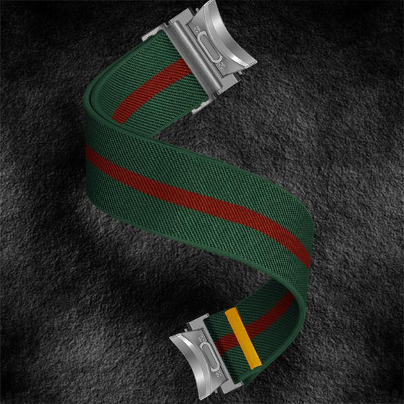 For Samsung Galaxy Watch FE / 7 / 6 / 5 / 4 Adjustable Single Loop Elastic Nylon Watch Band(Green Red)