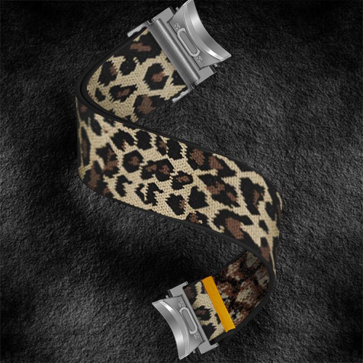 For Samsung Galaxy Watch FE / 7 / 6 / 5 / 4 Adjustable Single Loop Elastic Nylon Watch Band(Leopard Print)