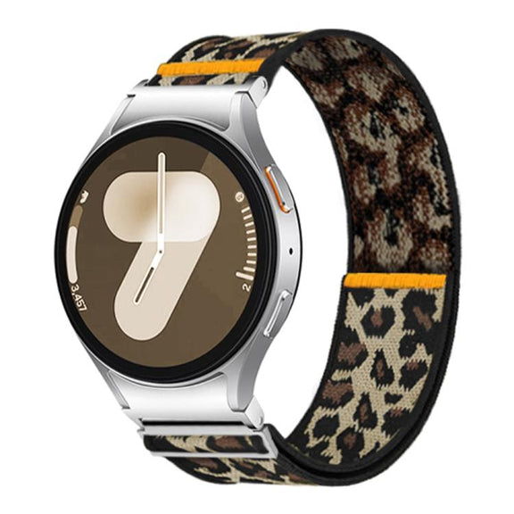For Samsung Galaxy Watch FE / 7 / 6 / 5 / 4 Adjustable Single Loop Elastic Nylon Watch Band(Leopard Print)