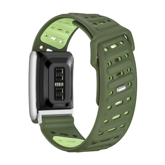 Reverse Buckle Sports Breathable Silicone Watch Band For WHOOP 5.0 Regular(Dark Green Light Green)