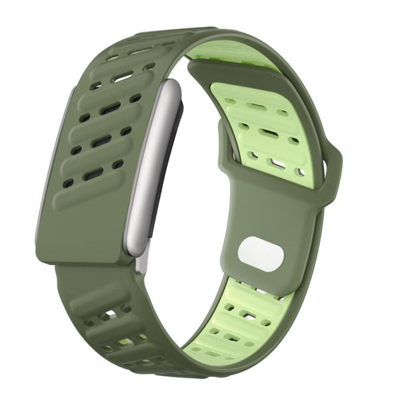 Reverse Buckle Sports Breathable Silicone Watch Band For WHOOP 5.0 Regular(Dark Green Light Green)