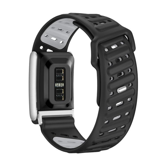 Reverse Buckle Sports Breathable Silicone Watch Band For WHOOP 5.0 Regular(Black Light Gray)