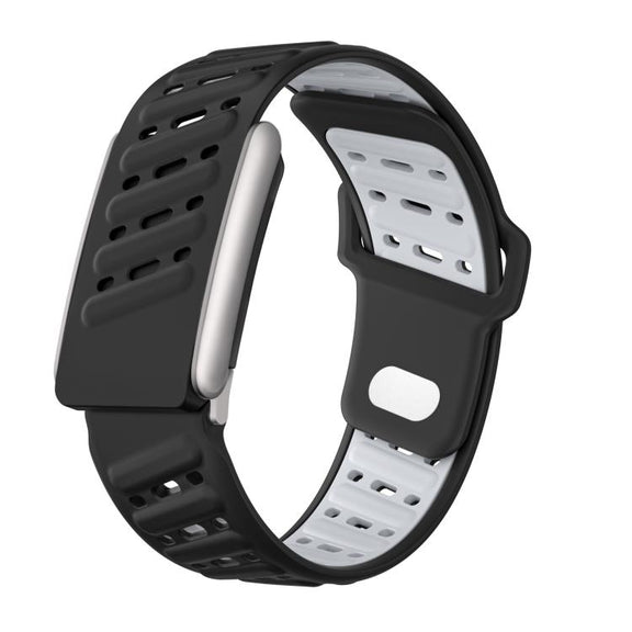 Reverse Buckle Sports Breathable Silicone Watch Band For WHOOP 5.0 Regular(Black Light Gray)