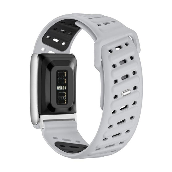 Reverse Buckle Sports Breathable Silicone Watch Band For WHOOP 5.0 Regular(Light Gray Black)
