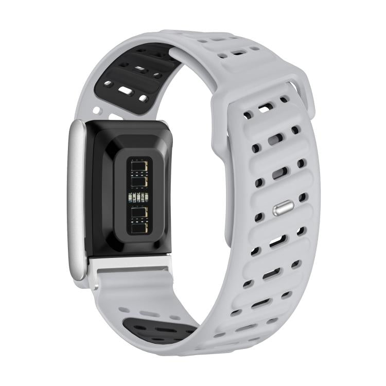 Reverse Buckle Sports Breathable Silicone Watch Band For WHOOP 5.0 Regular(Light Gray Black)