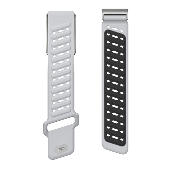 Reverse Buckle Sports Breathable Silicone Watch Band For WHOOP 5.0 Regular(Light Gray Black)