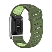 Reverse Buckle Sports Breathable Silicone Watch Band For WHOOP 5.0 Electrocardiogram(Dark Green Light Green)