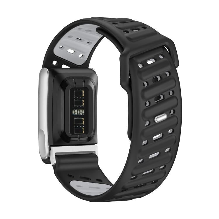 Reverse Buckle Sports Breathable Silicone Watch Band For WHOOP 5.0 Electrocardiogram(Black Light Gray)