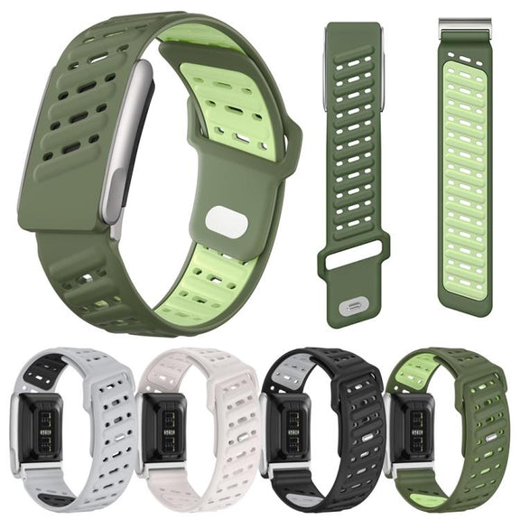 Reverse Buckle Sports Breathable Silicone Watch Band For WHOOP 5.0 Regular(Black Light Gray)