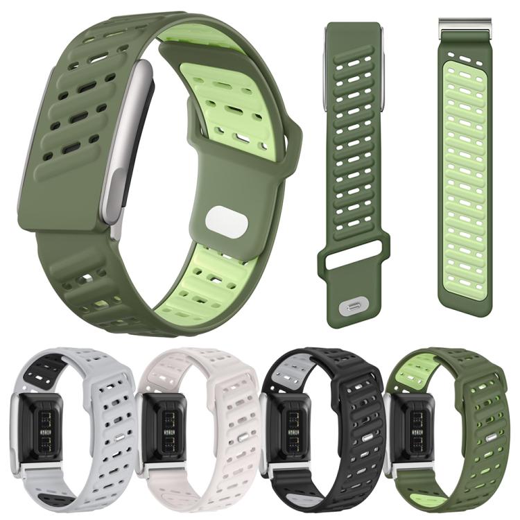 Reverse Buckle Sports Breathable Silicone Watch Band For WHOOP 5.0 Regular(Black Light Gray)