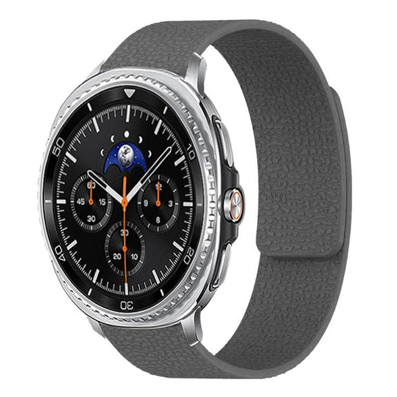 For Samsung Galaxy Watch8 / 8 Classic Lychee Texture Soft Magnetic Silicone Watch Band(Gray)