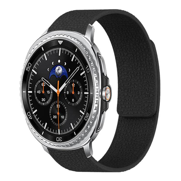 For Samsung Galaxy Watch8 / 8 Classic Lychee Texture Soft Magnetic Silicone Watch Band(Black)