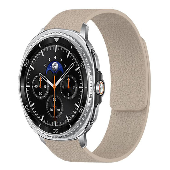 For Samsung Galaxy Watch8 / 8 Classic Lychee Texture Soft Magnetic Silicone Watch Band(Stone Color)