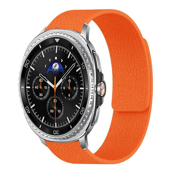 For Samsung Galaxy Watch8 / 8 Classic Lychee Texture Soft Magnetic Silicone Watch Band(Orange)