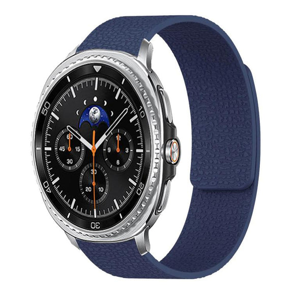 For Samsung Galaxy Watch8 / 8 Classic Lychee Texture Soft Magnetic Silicone Watch Band(Dark Blue)