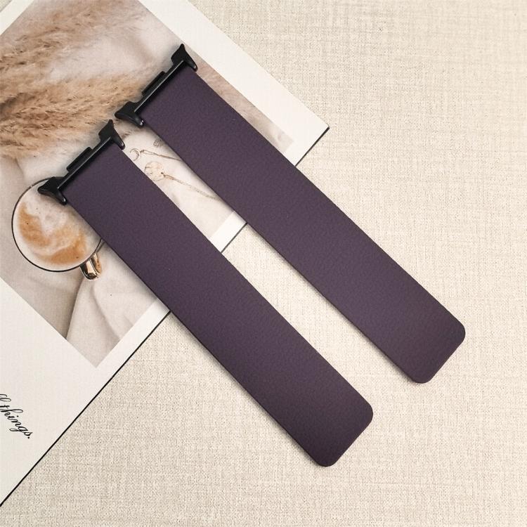 For Samsung Galaxy Watch8 / 8 Classic Lychee Texture Soft Magnetic Silicone Watch Band(Purple)