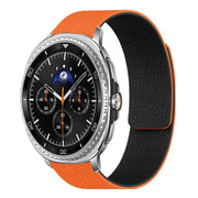 For Samsung Galaxy Watch8 / 8 Classic Lychee Texture Soft Magnetic Silicone Watch Band(Orange Black)
