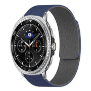 For Samsung Galaxy Watch8 / 8 Classic Lychee Texture Soft Magnetic Silicone Watch Band(Blue Gray)
