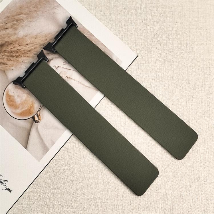 For Samsung Galaxy Watch8 / 8 Classic Lychee Texture Soft Magnetic Silicone Watch Band(Green Black)