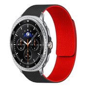 For Samsung Galaxy Watch8 / 8 Classic Lychee Texture Soft Magnetic Silicone Watch Band(Black Red)