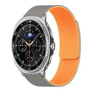 For Samsung Galaxy Watch8 / 8 Classic Lychee Texture Soft Magnetic Silicone Watch Band(Gray Orange)