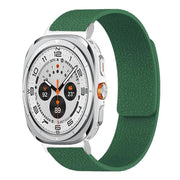 For Samsung Galaxy Watch Ultra 47mm / Ultra 2025 Lychee Texture Soft Magnetic Silicone Watch Band(Green)