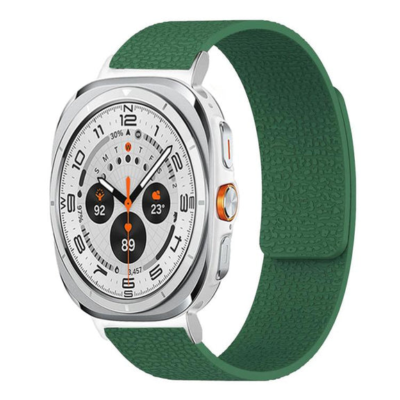 For Samsung Galaxy Watch Ultra 47mm / Ultra 2025 Lychee Texture Soft Magnetic Silicone Watch Band(Green)
