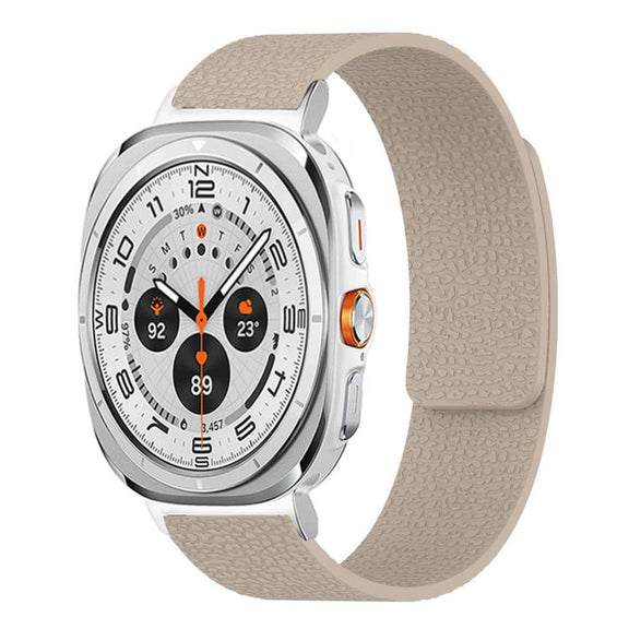 For Samsung Galaxy Watch Ultra 47mm / Ultra 2025 Lychee Texture Soft Magnetic Silicone Watch Band(Stone Color)