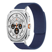 For Samsung Galaxy Watch Ultra 47mm / Ultra 2025 Lychee Texture Soft Magnetic Silicone Watch Band(Dark Blue)