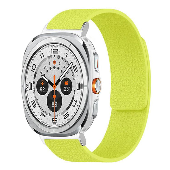 For Samsung Galaxy Watch Ultra 47mm / Ultra 2025 Lychee Texture Soft Magnetic Silicone Watch Band(Fluorescent Green)