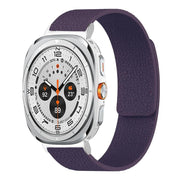 For Samsung Galaxy Watch Ultra 47mm / Ultra 2025 Lychee Texture Soft Magnetic Silicone Watch Band(Purple)