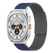 For Samsung Galaxy Watch Ultra 47mm / Ultra 2025 Lychee Texture Soft Magnetic Silicone Watch Band(Blue Gray)